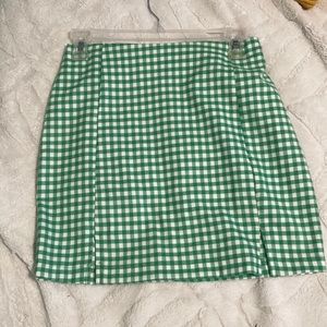 Green Mini Plaid Skirt